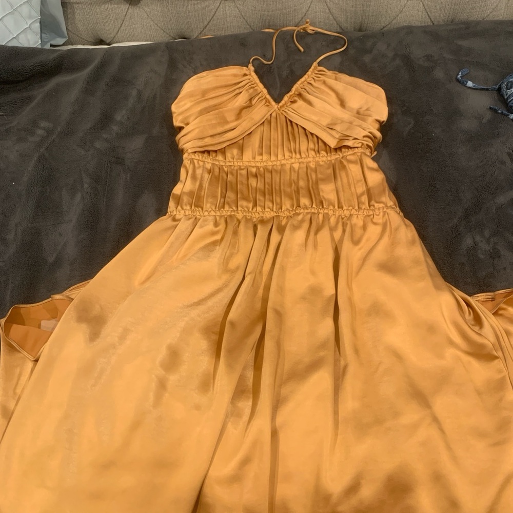 Elegant Orange Halter Dress